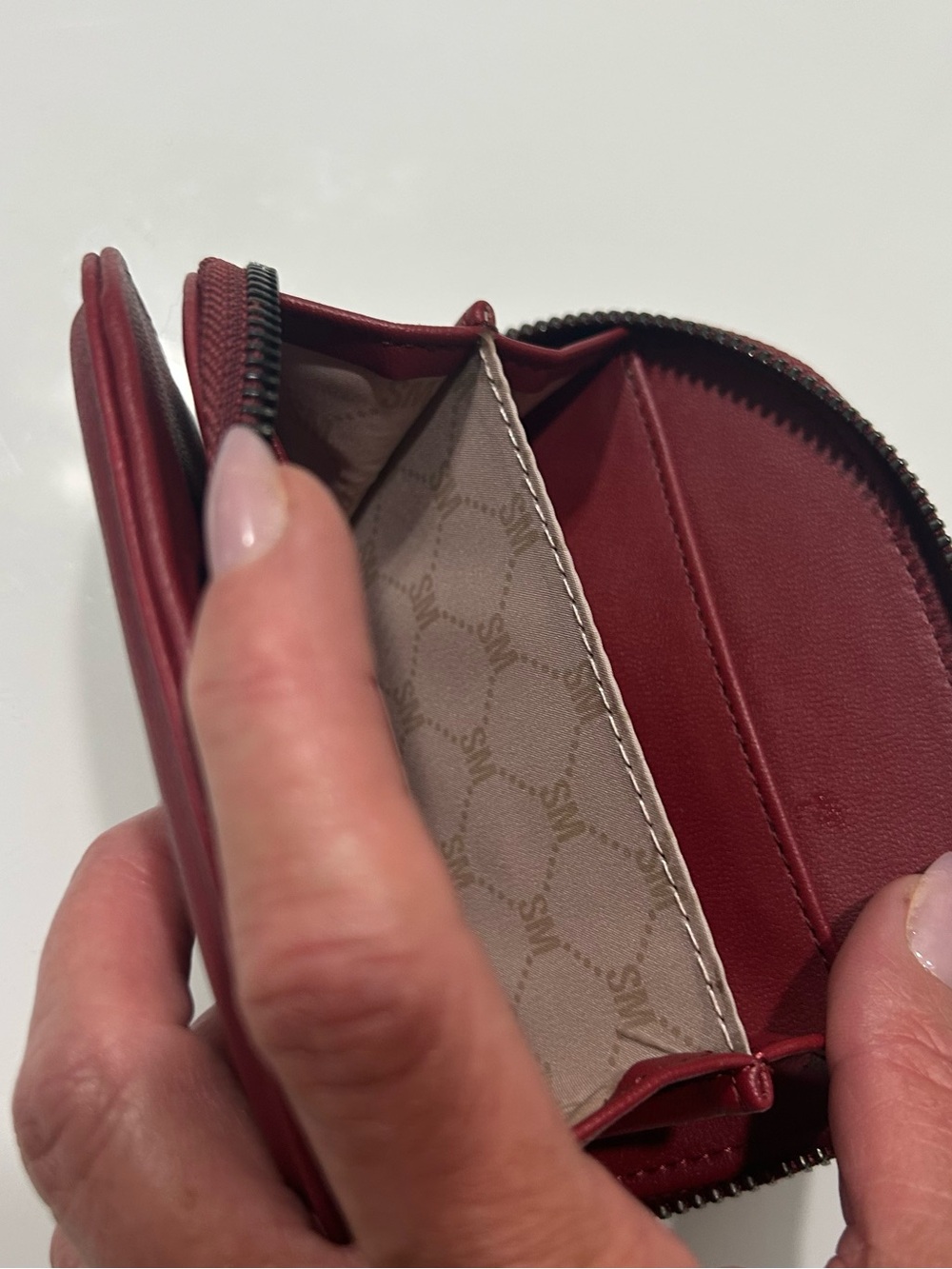 Steve Madden SM Embossed Half-Moon Crossbody Bag in Burgundy - Picture 6 of 9